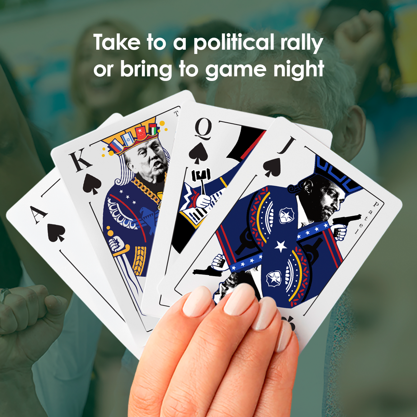 take cards to political rally